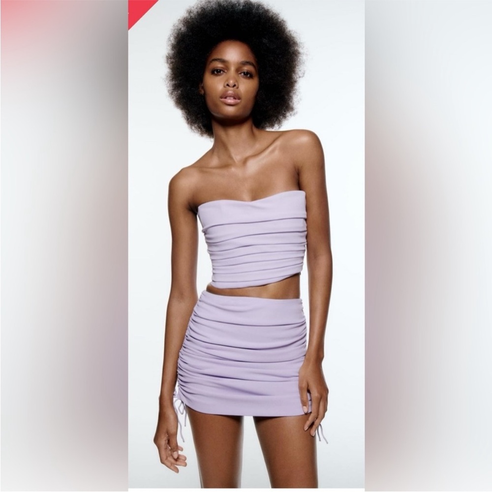Zara Lilac Ruched Mini Skirt